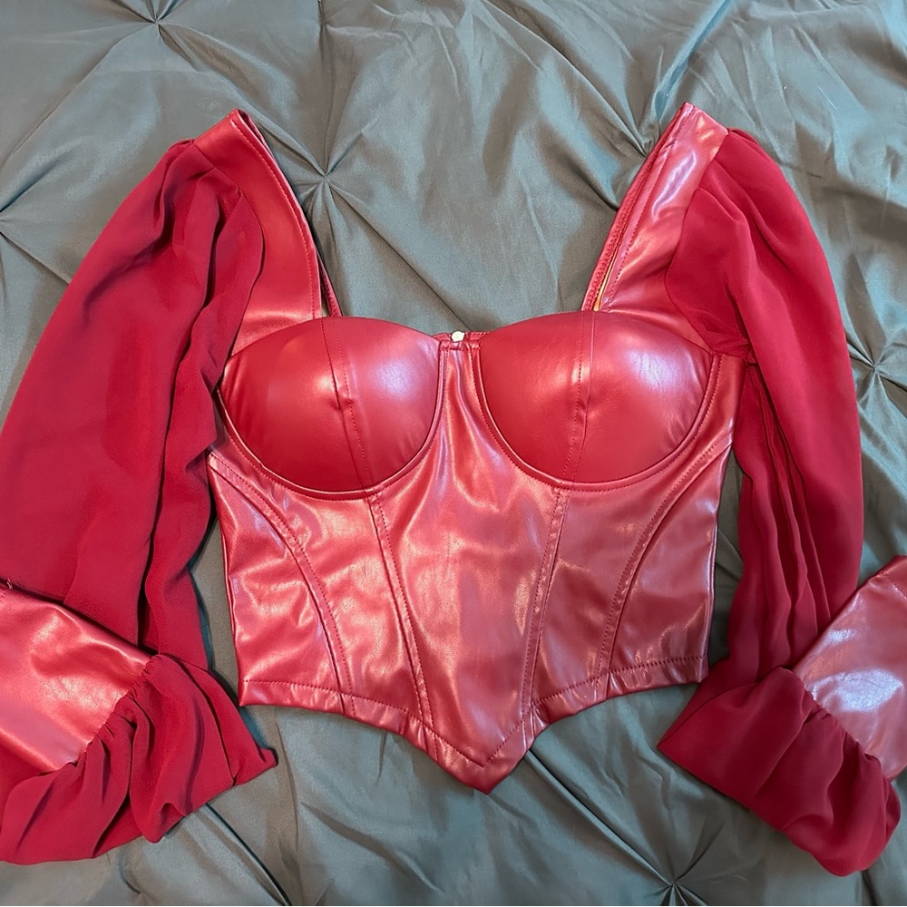 Faux Leather Corset Top